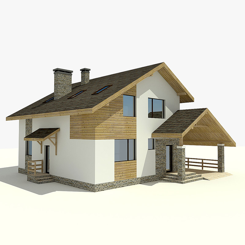 3d model house village mountains