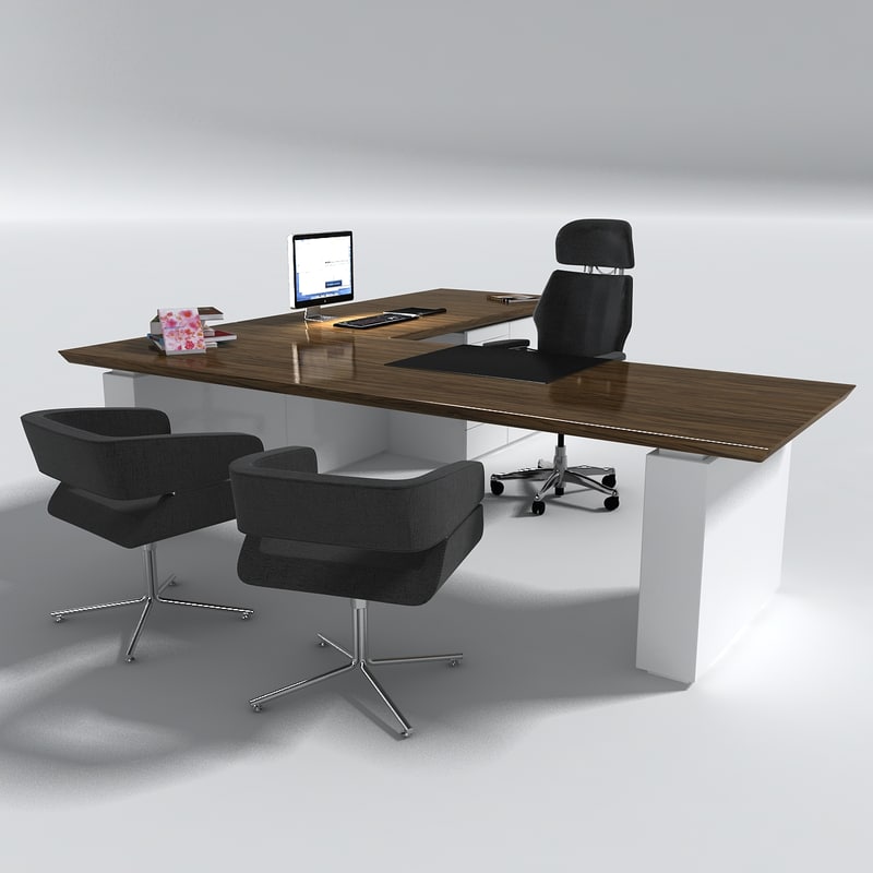 manager office desk table set 3d model