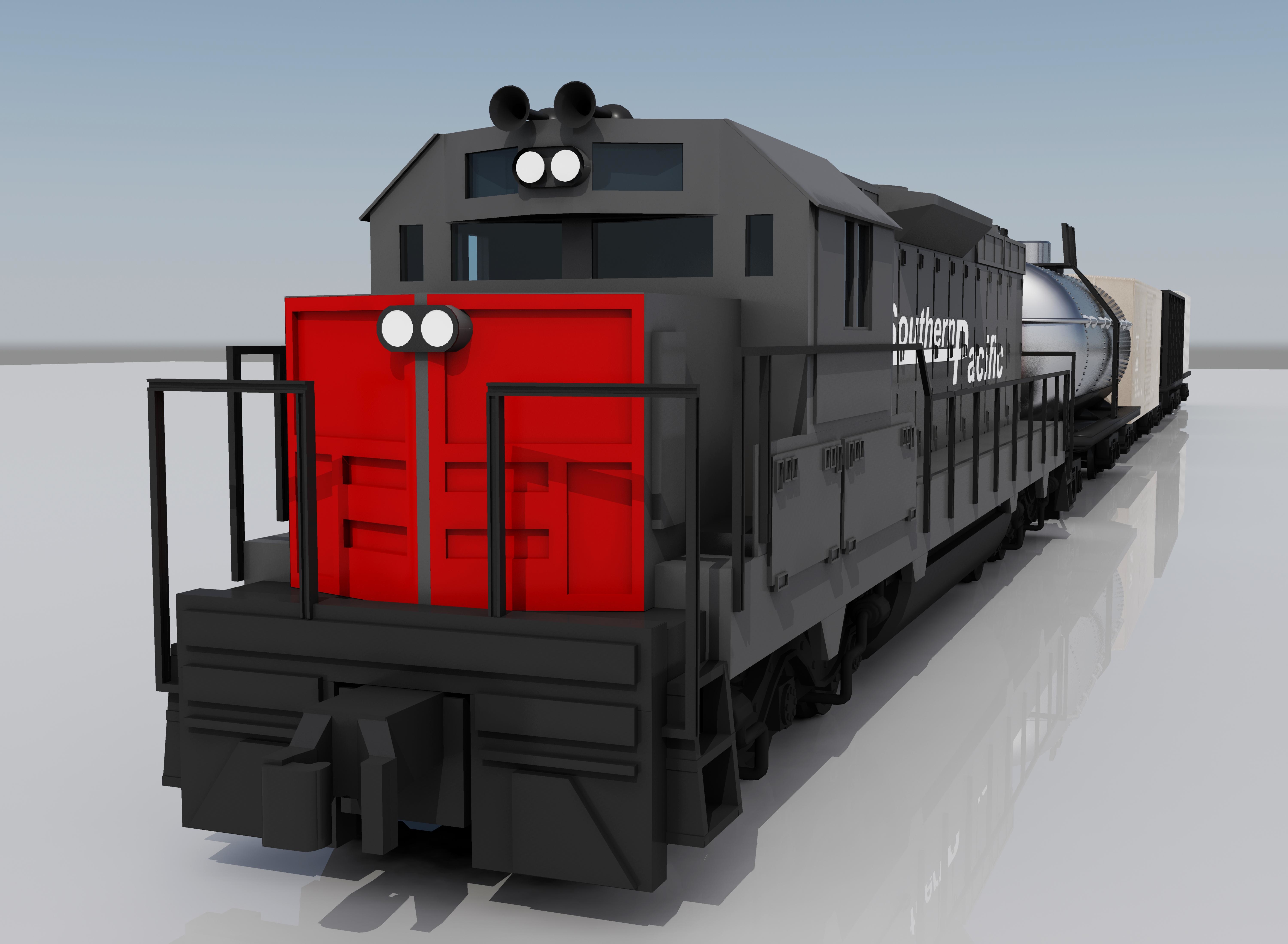 3d freight train engine