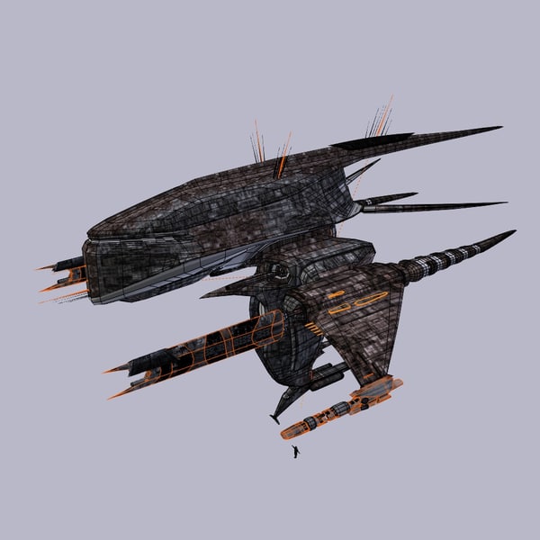 3d alien gunship weapons model