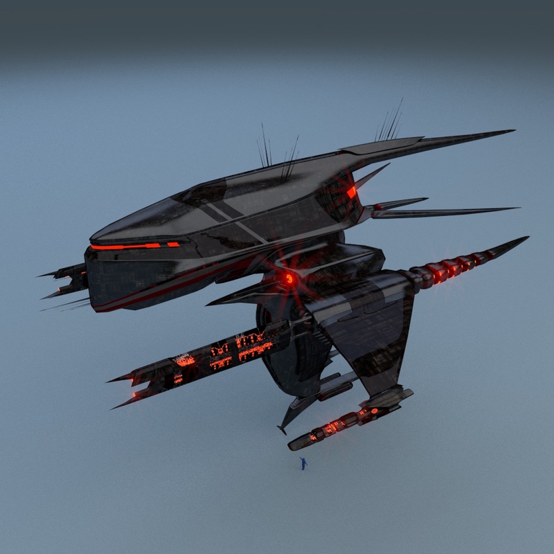 3d alien gunship weapons model