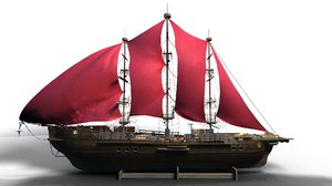 3d ship sailing old model