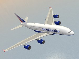 airbus a380-800 transaero airlines 3d max