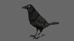 3d crow cartoon toon model
