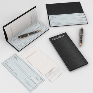 3d model check book fountain pen