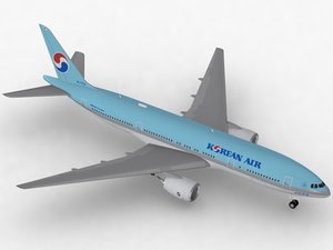 boeing 777-200 er korean 3d model