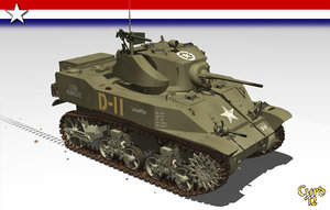 3d model stuart tank m5a1 wwii
