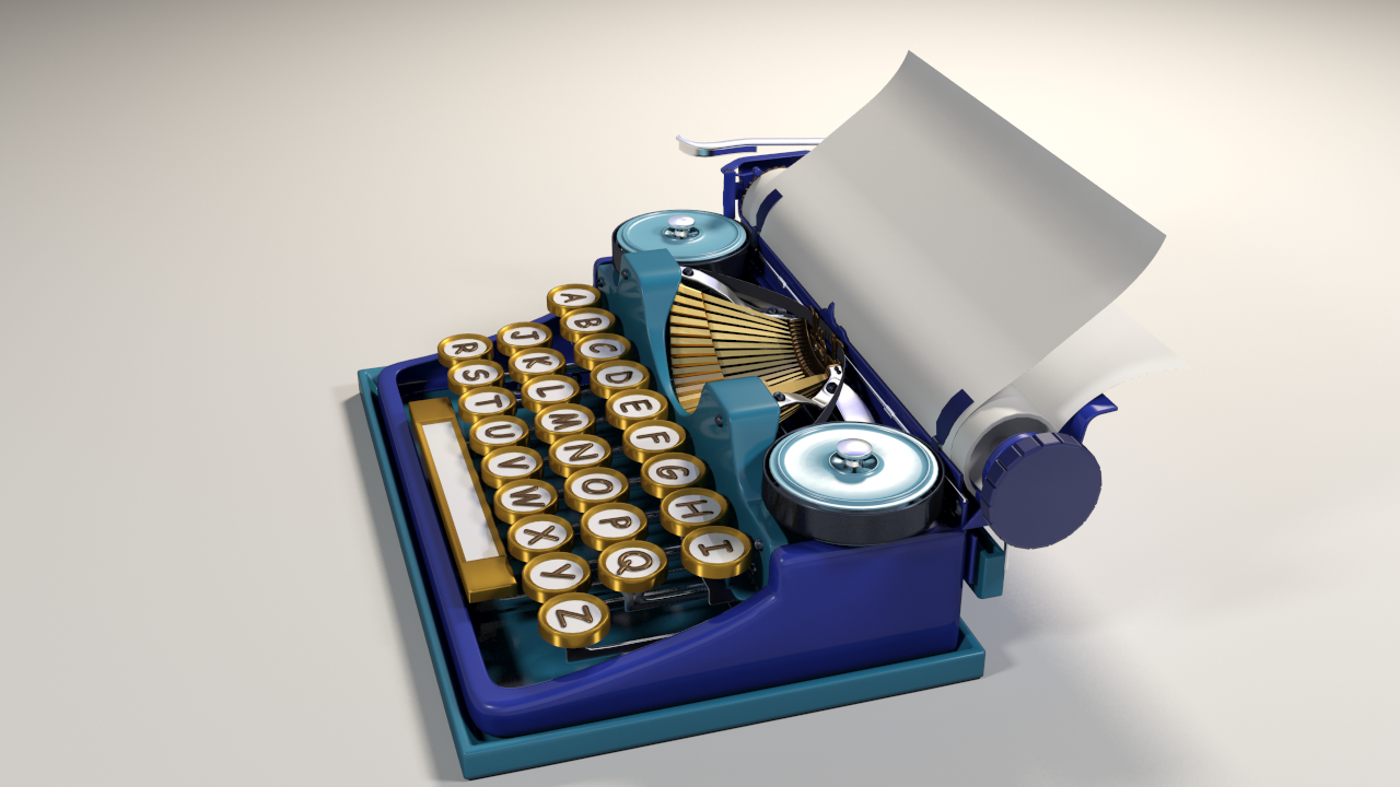 3d cartoon typewriter
