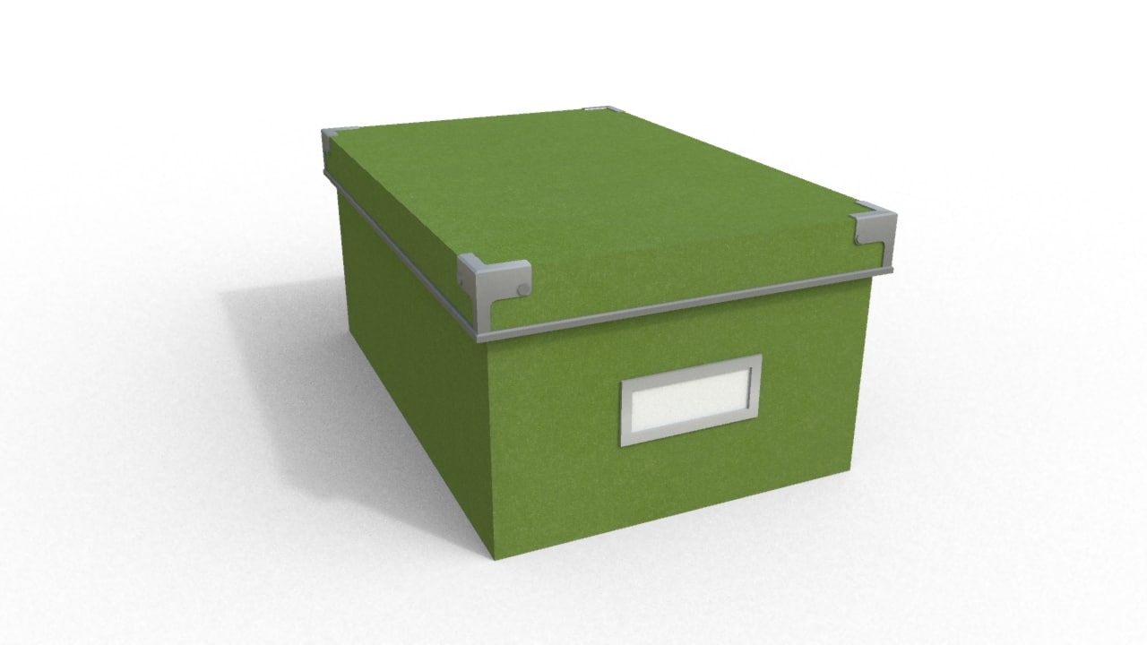 3d green cardboard box model