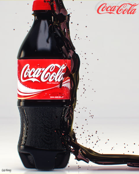 3d model cola bottle splash