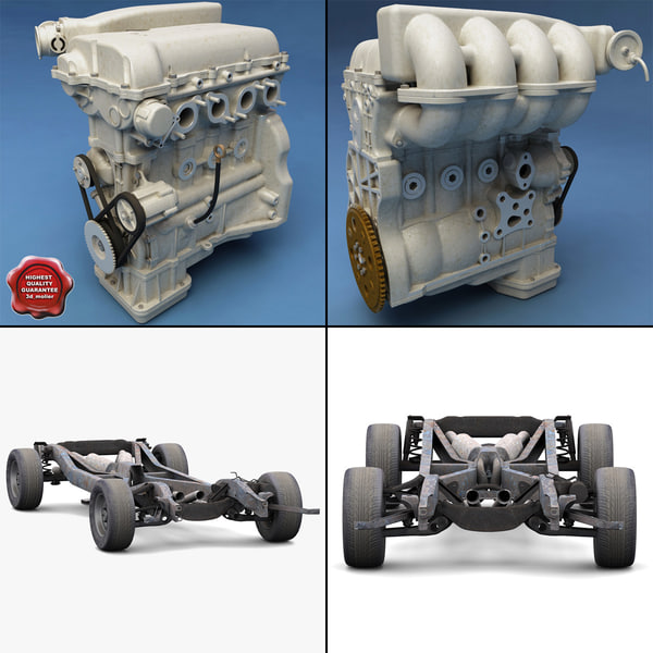car chassis engine 2 3d model