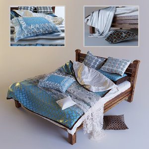 bed blanket pillows 3d model