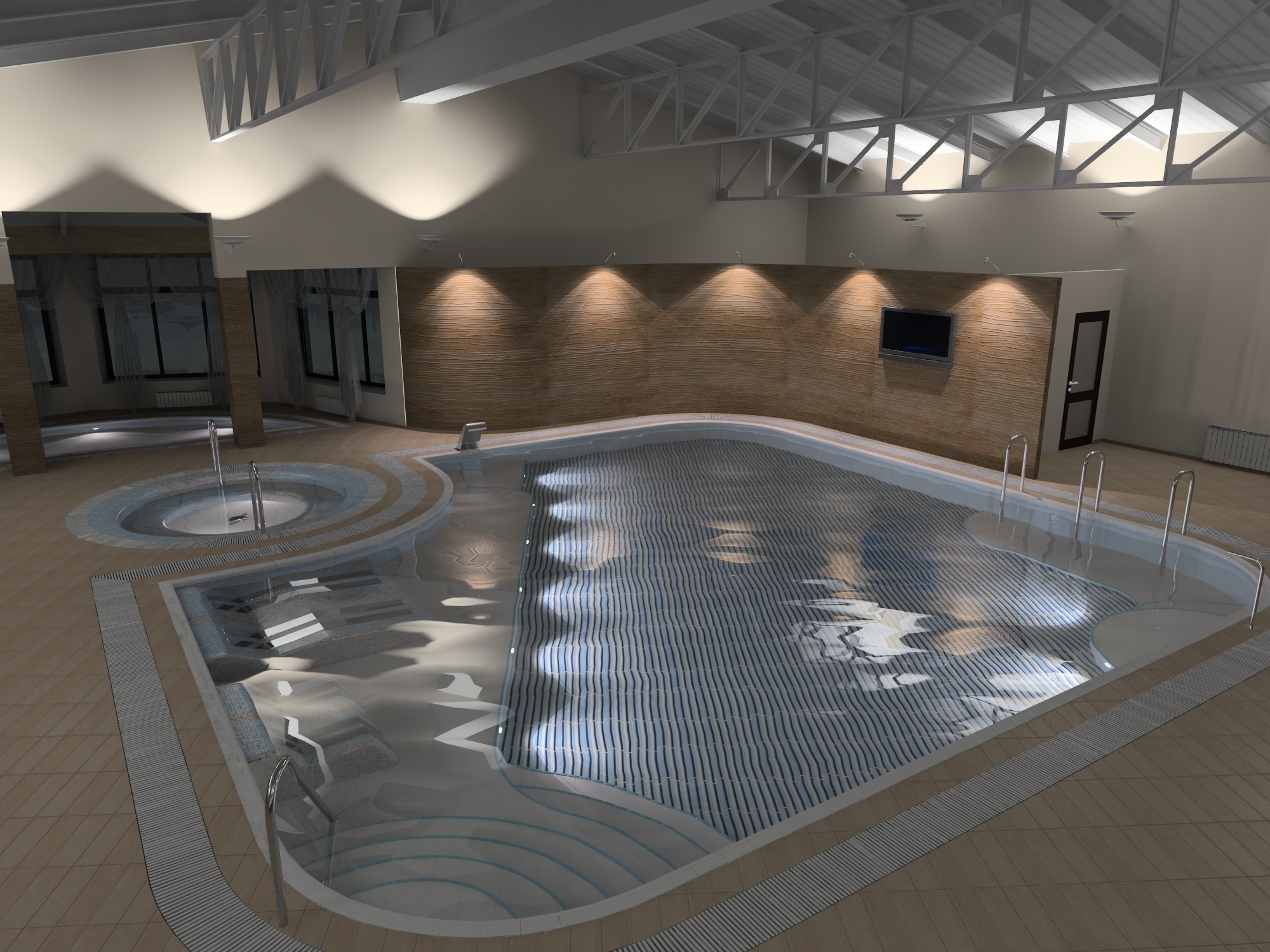 3d interior swimming pool