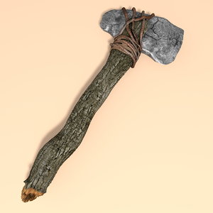 ancient prehistoric stone axe 3d c4d