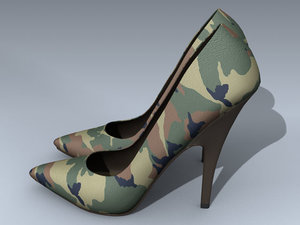 stiletto heel shoes camouflage 3d model