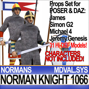3d model of props set daz medieval