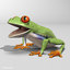 3d red-eyed tree frog model
