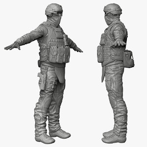 military male soldier - 3d 3ds