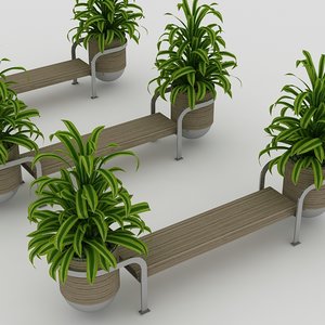 bench plants 3d 3ds
