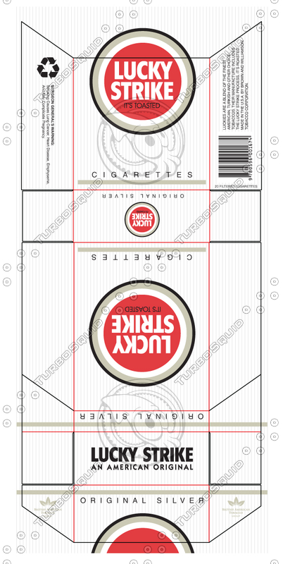 3d model lucky strike cigarette pack