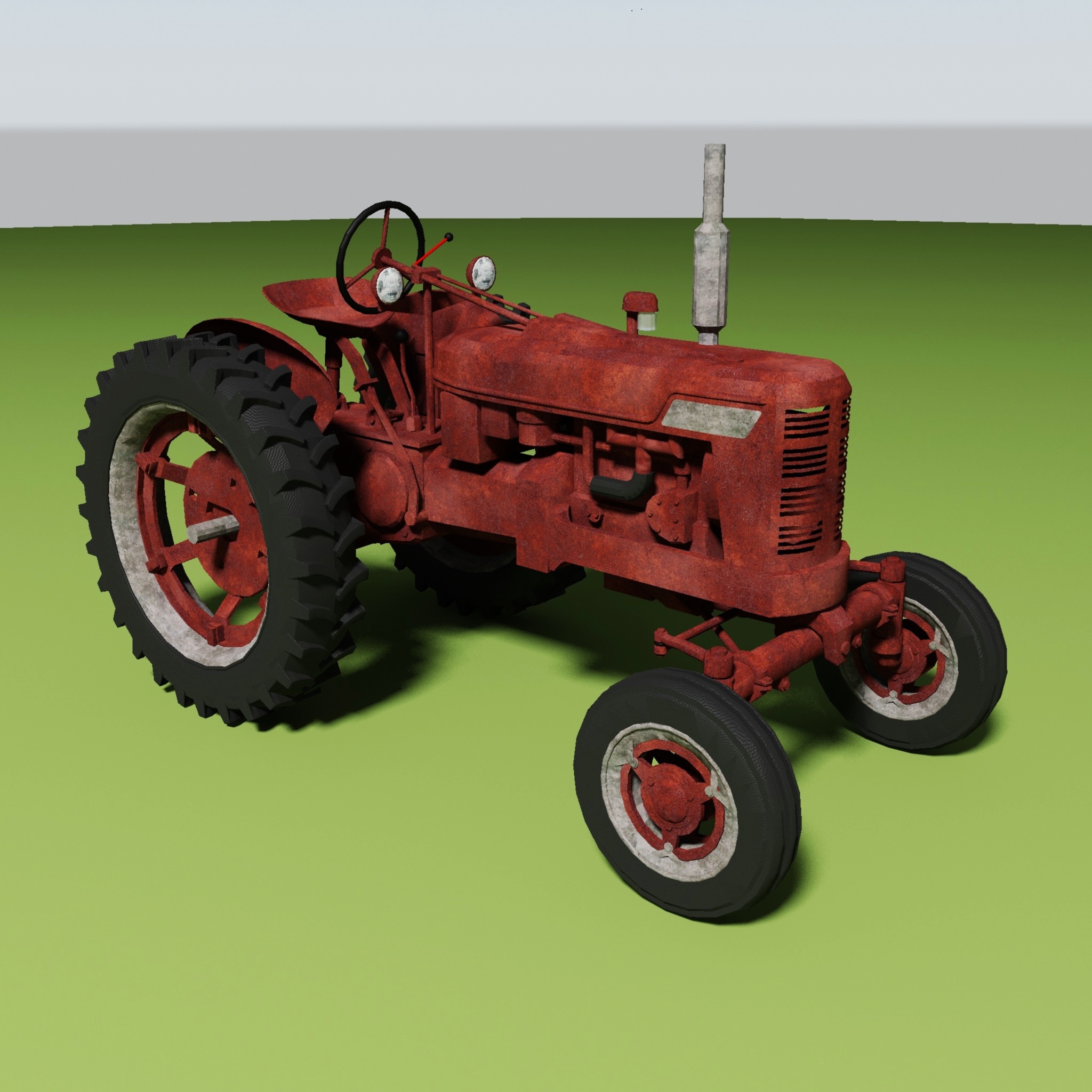 rusty old tractor 3d model