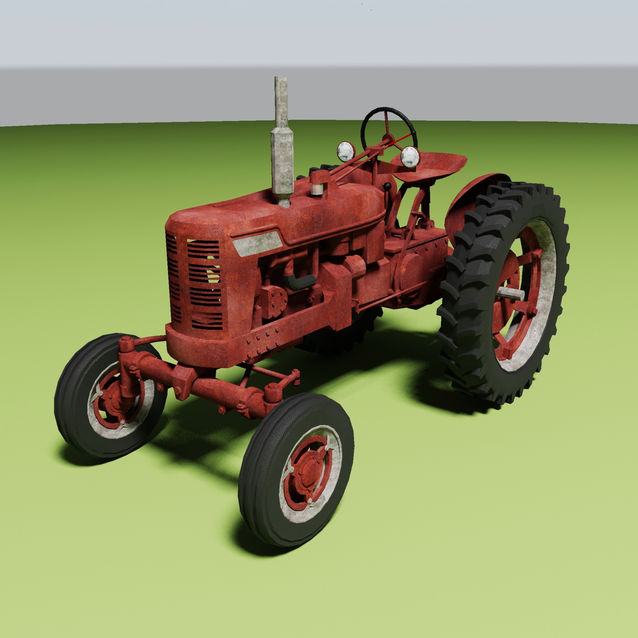 rusty old tractor 3d model