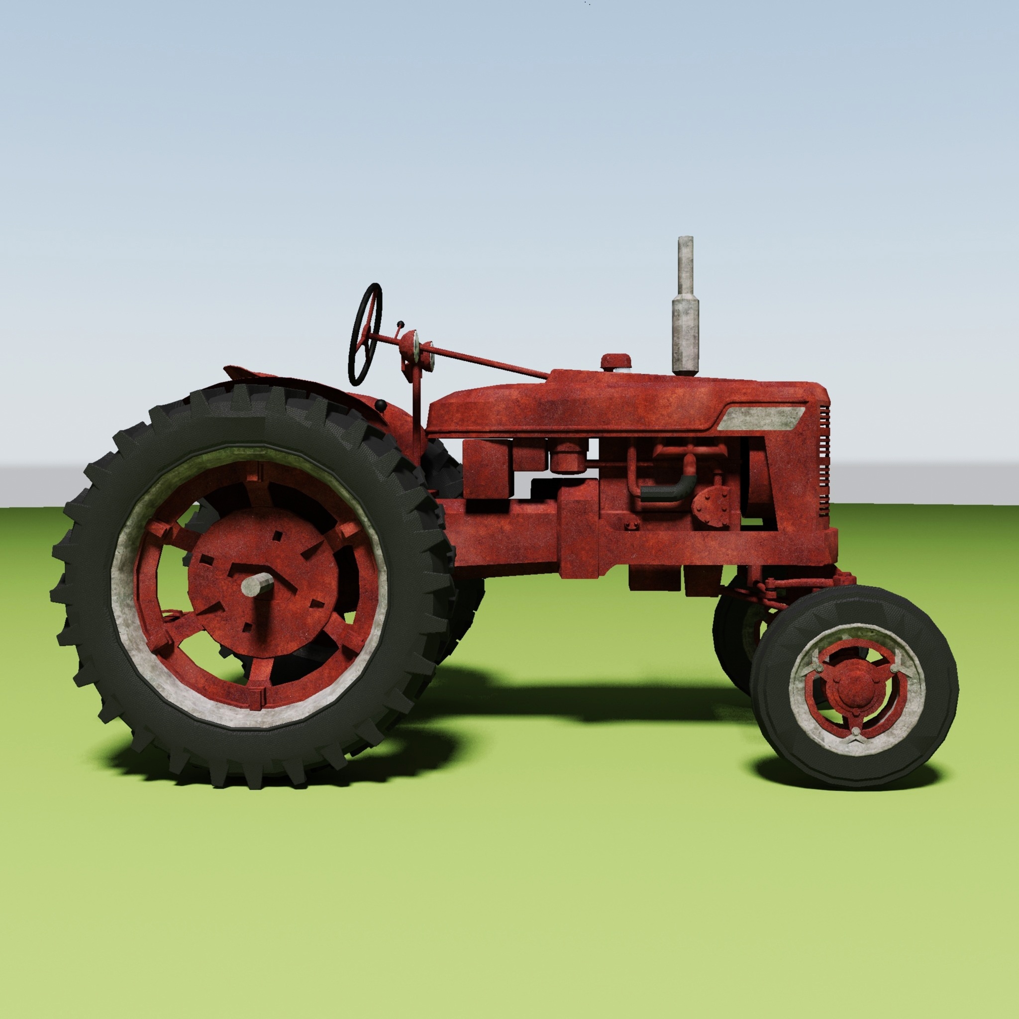 rusty old tractor 3d model