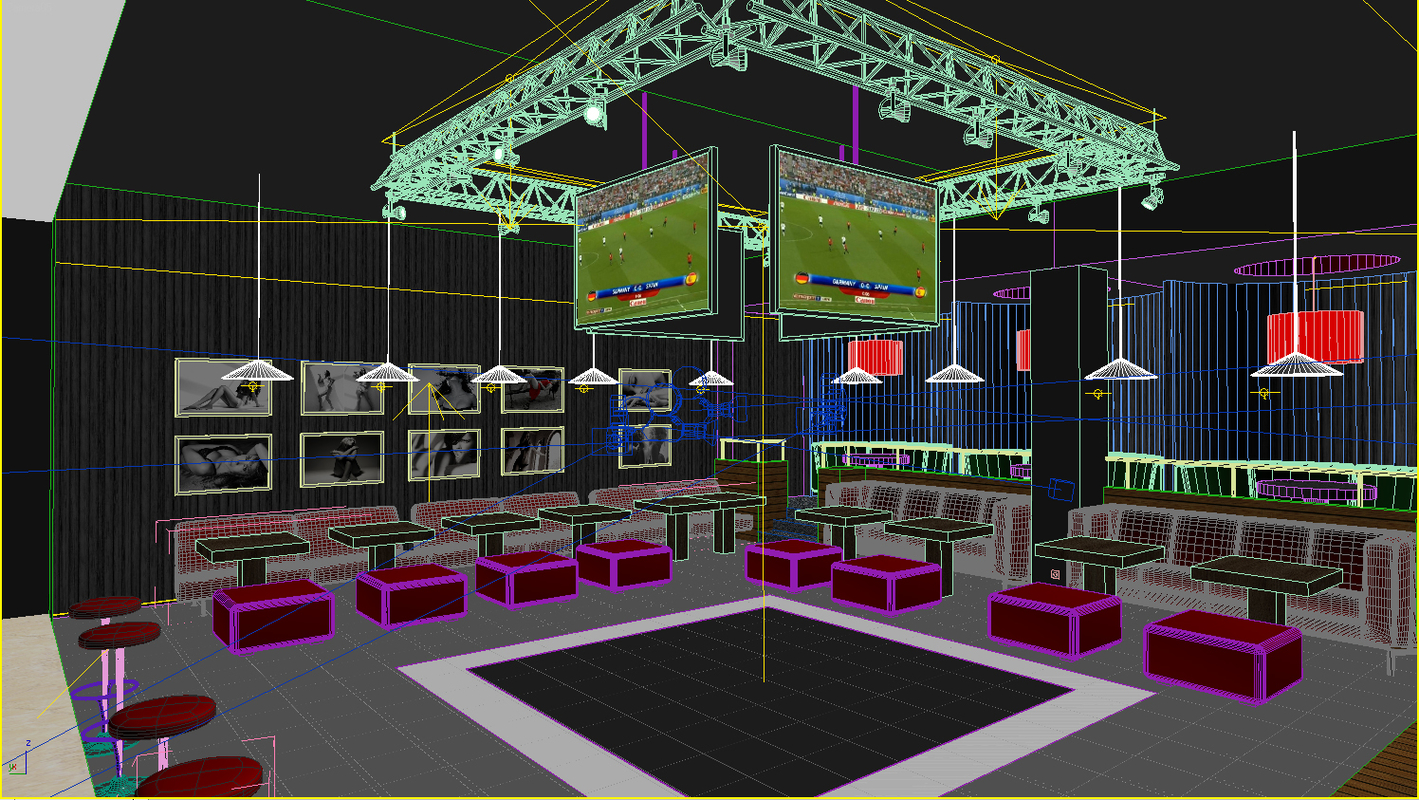 interior sport bar 3d max