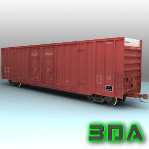 3d a606 boxcar rails cargo model