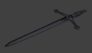 free low-poly claymore sword 3d model