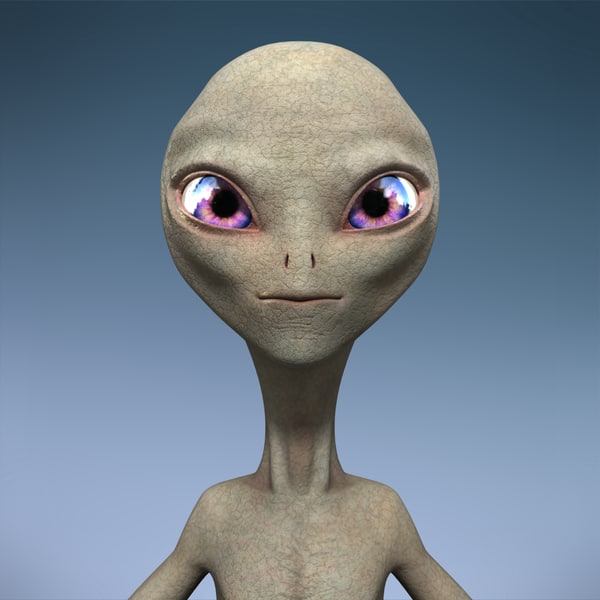 3d model of grey alien rigged