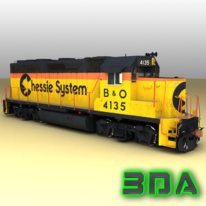 emd gp40 railroad engines 3d max