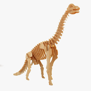 wooden brontosaurus 3d model