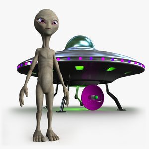 grey alien ufo 3d max