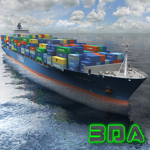 container ship cargo 3300teu 3d max