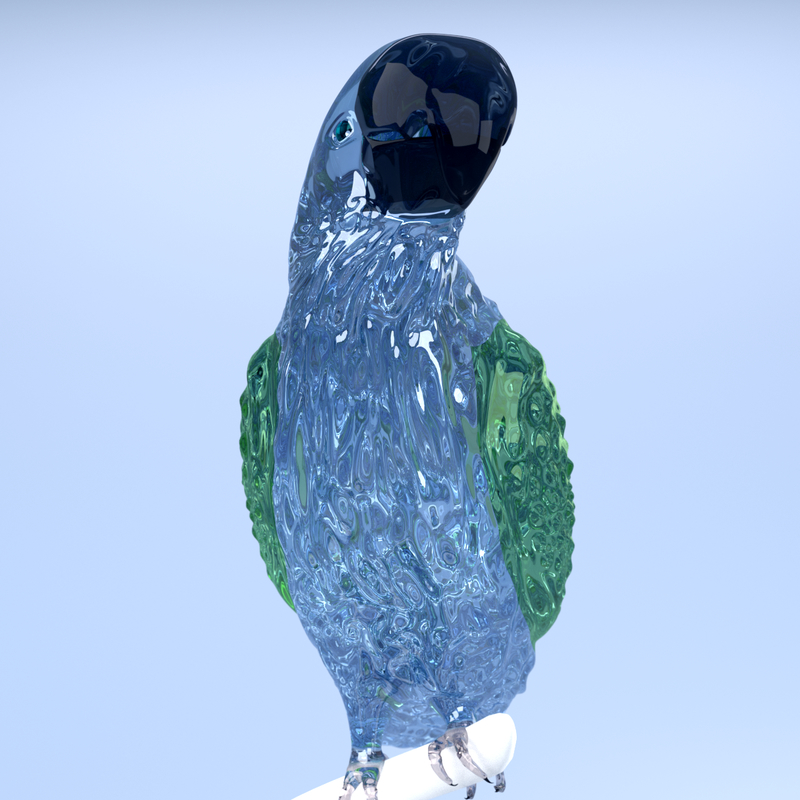 obj crystal bird figurine