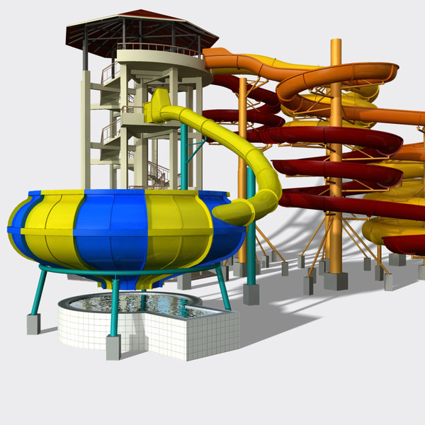 water slides set 3d model