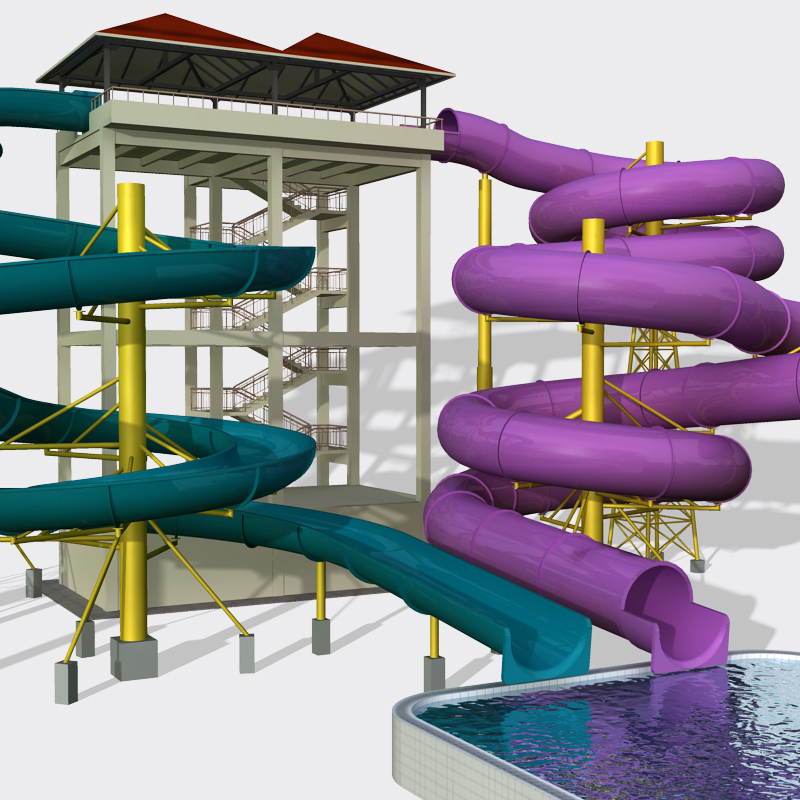 water slides set 3d model