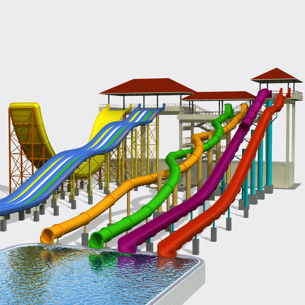 water slides set 3d model