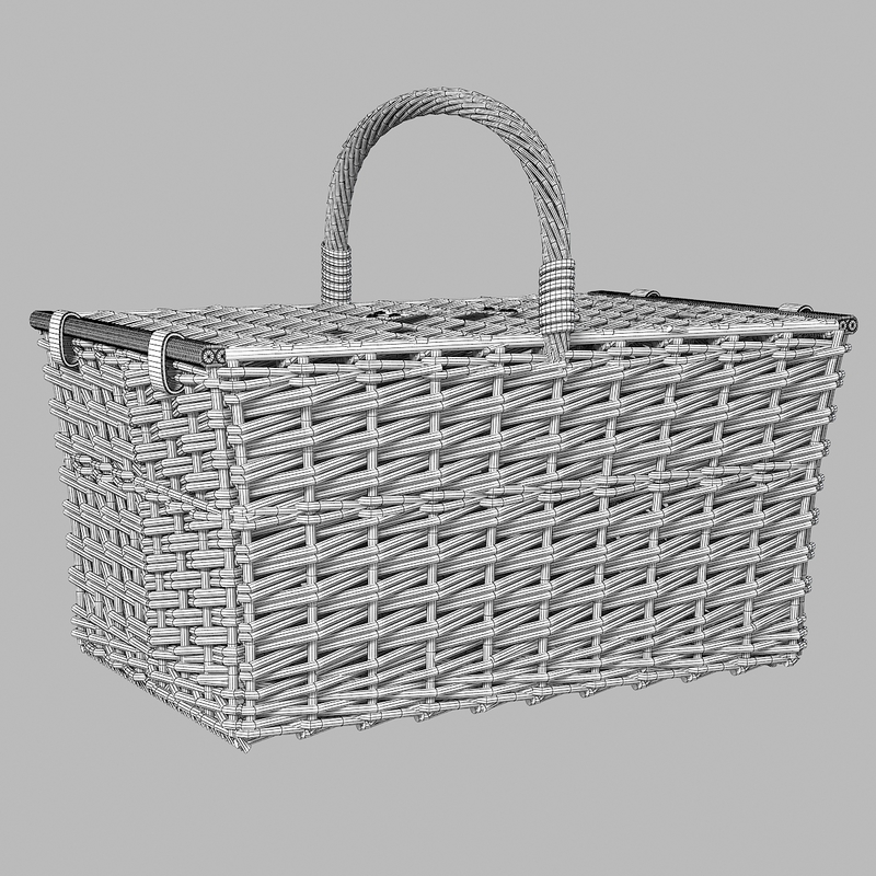 3d model wicker basket rattan