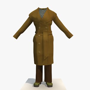3d model of womans brown winter