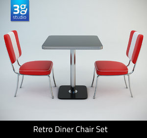 retro diner chair set 3d model
