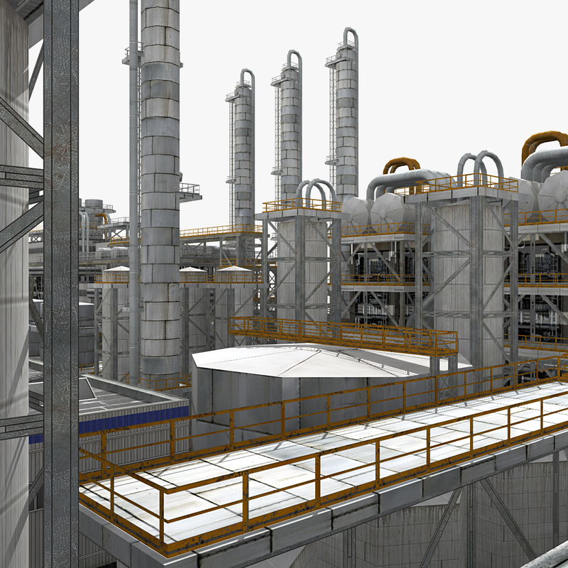 3d model chemical factory complex