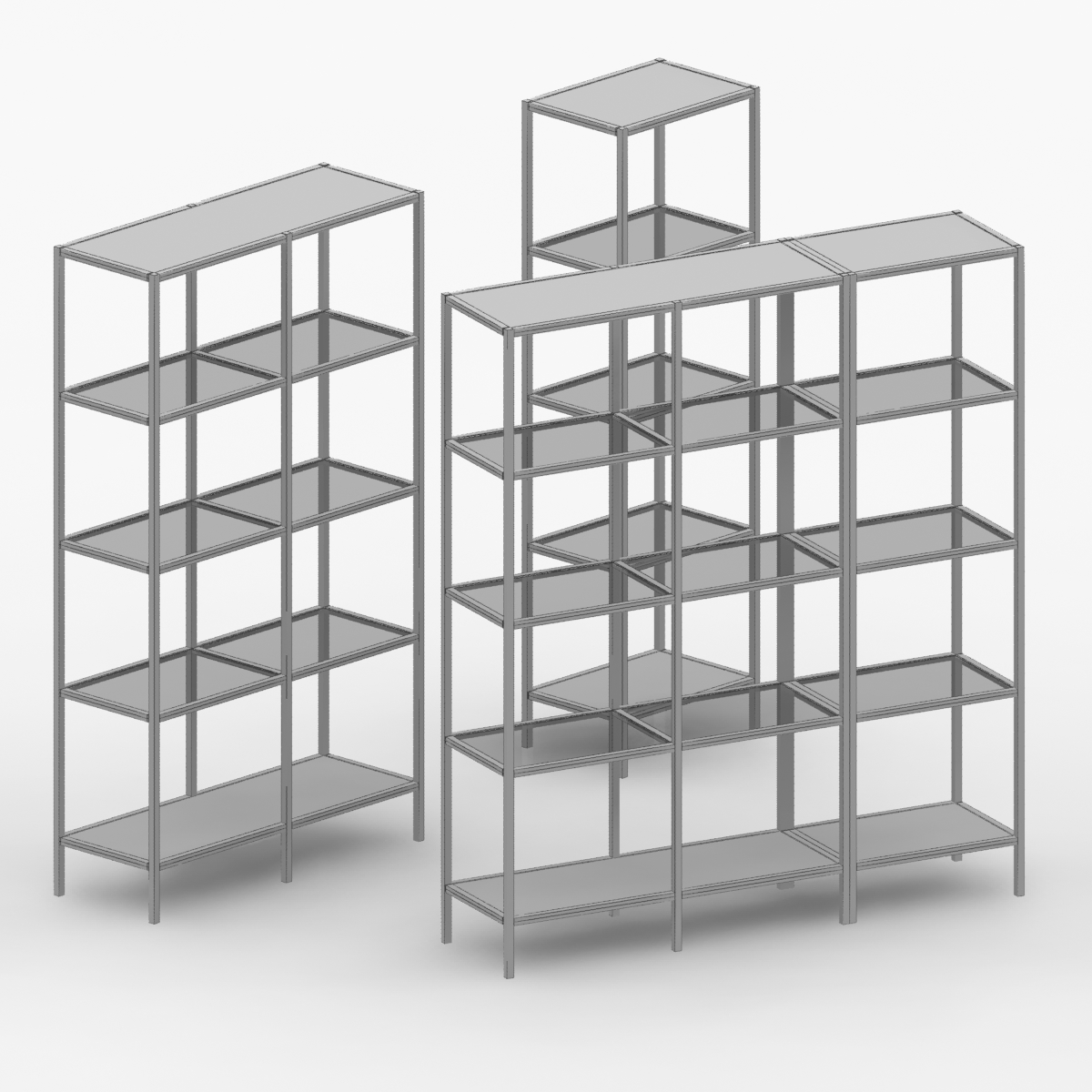 3d ikea shelving unit set