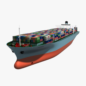 3d container ship animation model