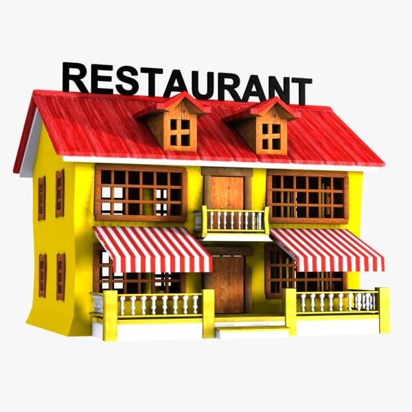 3d model cartoon restaurant  toon