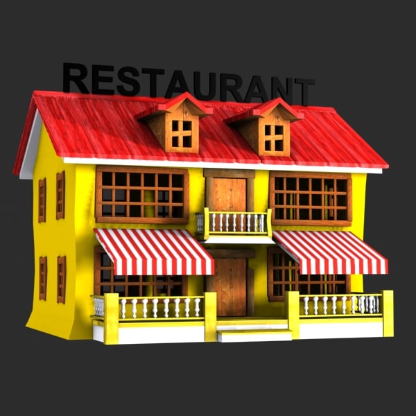 3d model cartoon restaurant toon