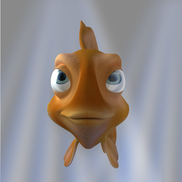 3d model orange fish cartoon