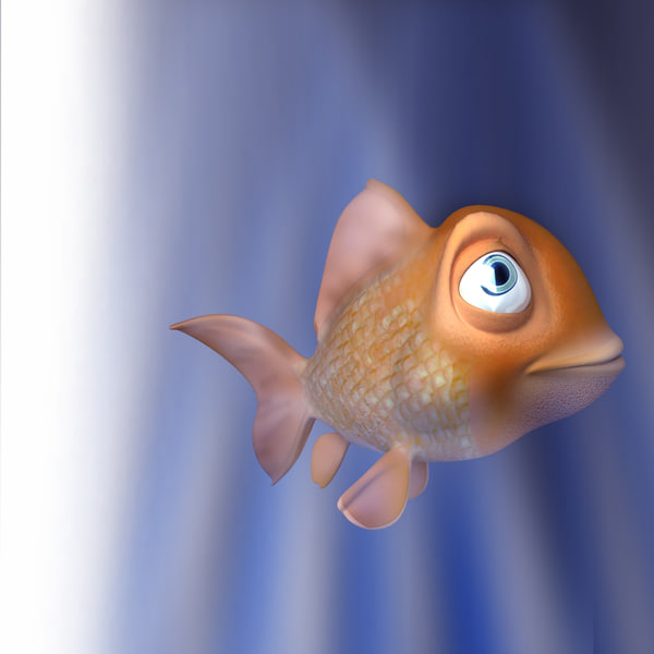 3d Model Orange Fish Cartoon