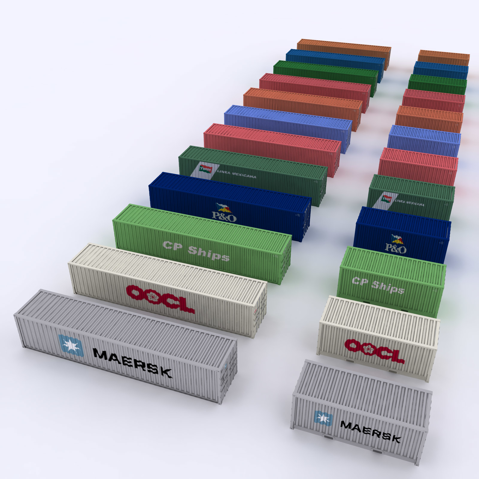 3d containers shipping model